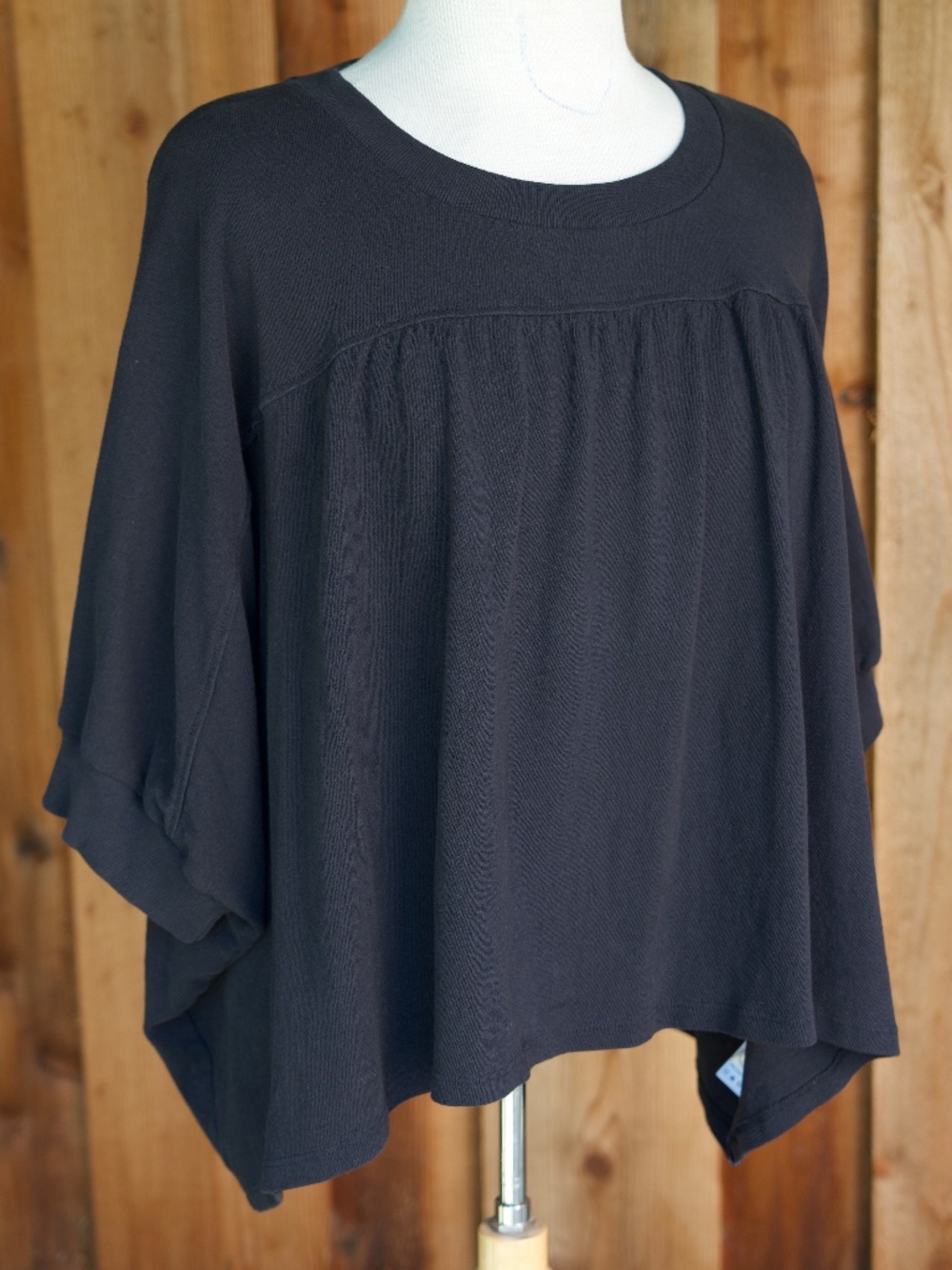 Known Supply 100% Organic Cotton Handmade Black Flowy Boho Cropped Top Woman's M